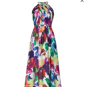Love by Theia Printed Halter Gown Womens